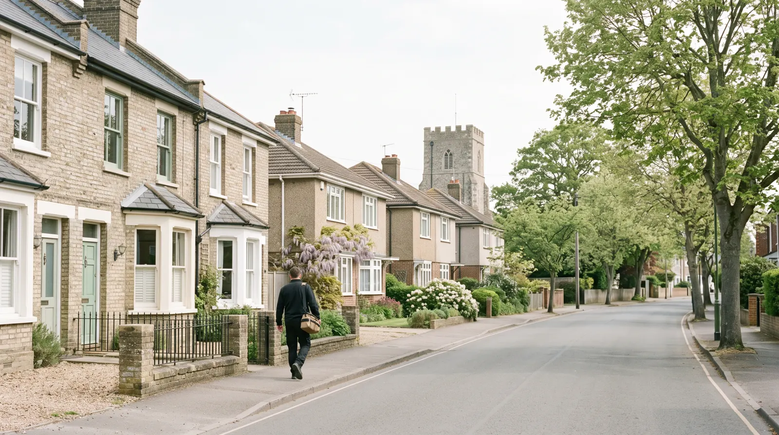 Residential street of Victorian and 1930s houses in Kent